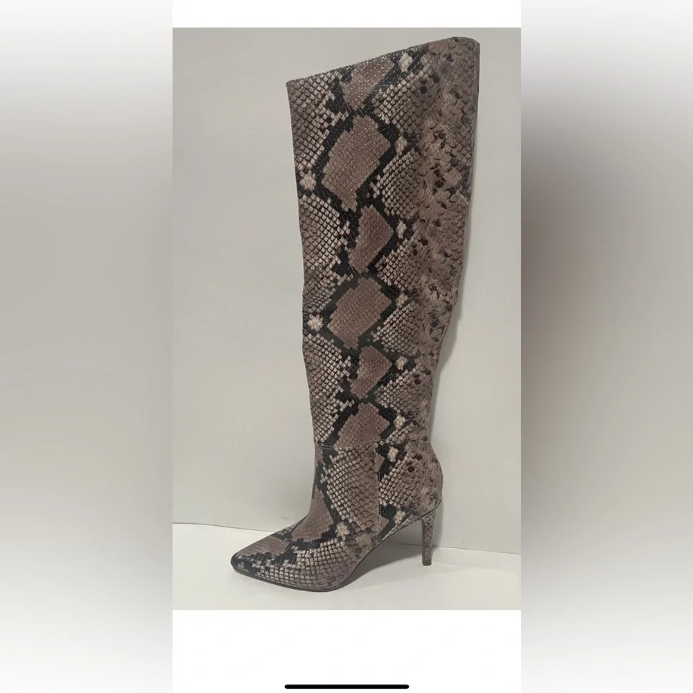 Steve Madden Pink Snake-Print Knee Boot